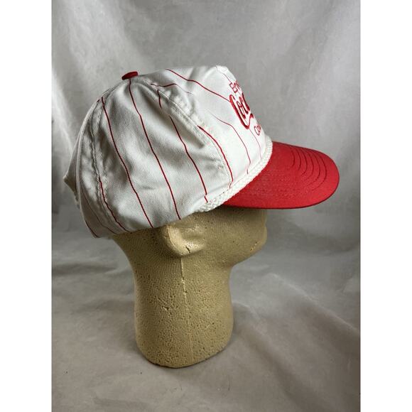 Enjoy Coca Cola Pinstripe Snapback Hat Columbia Mo White Red Vintage USA Made - Picture 6 of 8